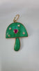14K Gold Malachite Mushroom Charm with Diamond & Ruby Heart