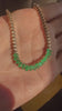 Emerald Pear Cut Tennis Necklace – 16.5” Gold Statement Chain