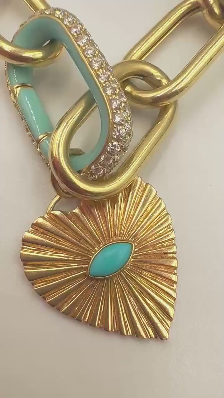 14k Gold Jumbo Paperclip Chain with Diamond Carbiner Claspe | Statement Link Necklace